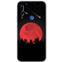 MRCİLETİSİM Huawei Y9 Prime 2019 Kılıf Baskılı Kapak - Kanlı Ay + 5D Tam Kaplayan Cam