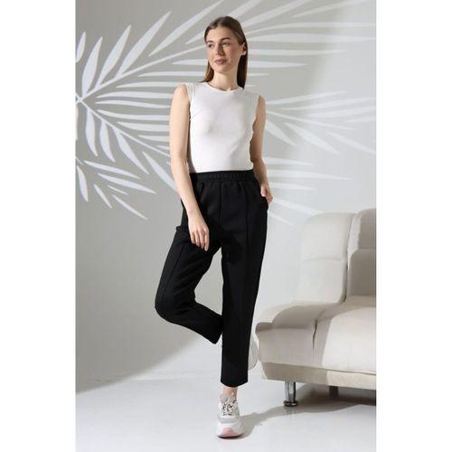 Kadın Uzun Kollu Dalıç Kumaş Cep Detay Beli Lastikli ütüsüz Pantolon