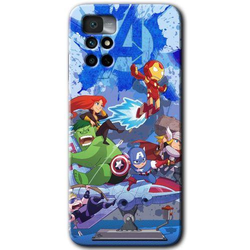 MRCİLETİSİM Xiaomi Redmi Note 11 4G Kılıf HD Desen Baskılı Arka Kapak+Temperli Cam - Avengers Cartoon
