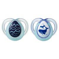 Tommee Tippee 2x Gece Emzik 0-6 Ay Turkuaz
