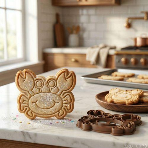 5Li Yengeç Figürlü Hamur Şekillendirici Kurabiye Kalıbı Oyun Hamuru Kalıbı 9 cm