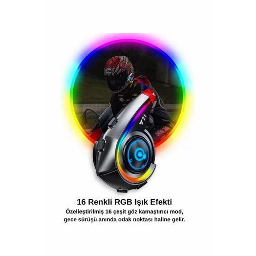 Y21 Rgb Işık Efektli Intercom Bluetooth Motosiklet Kask Kulaklığı Intercom Kulaklık