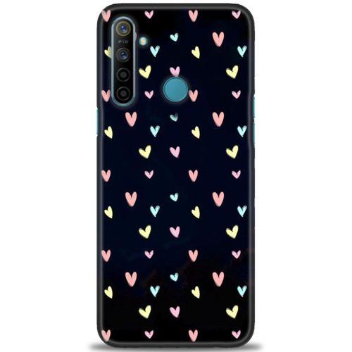 Realme C3 Kılıf HD Baskılı Kılıf - Mini Mini Kalpler + Tam Ekran Koruyucu