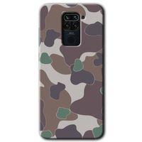MRCİLETİSİM Xiaomi Redmi Note 9 Kılıf Baskılı Kapak - Kamuflaj 11 + 5D Tam Kaplayan Cam