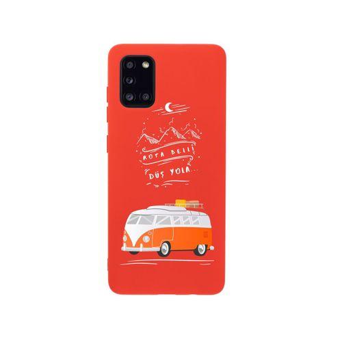 Samsung A31 Rota Belli Premium Silikonlu Kırmızı Telefon Kılıfı