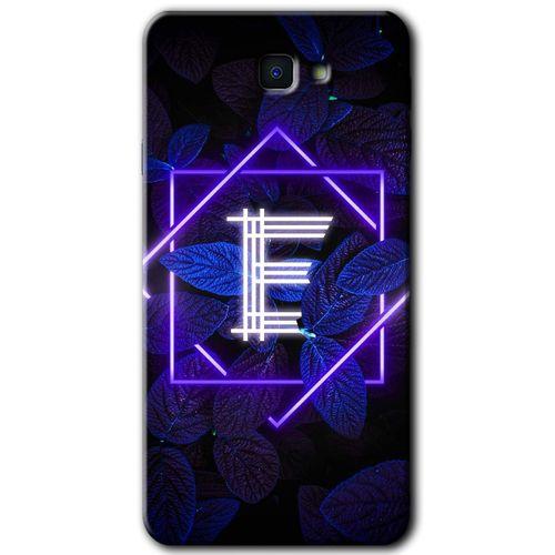 Galaxy J7 Prime Kılıf HD Desen Baskılı Arka Kapak - Dark Neon Yaprak E Harfi