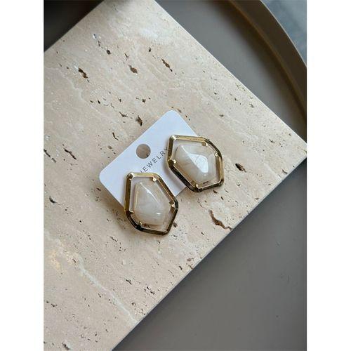 Taşlı Küpe - Krem