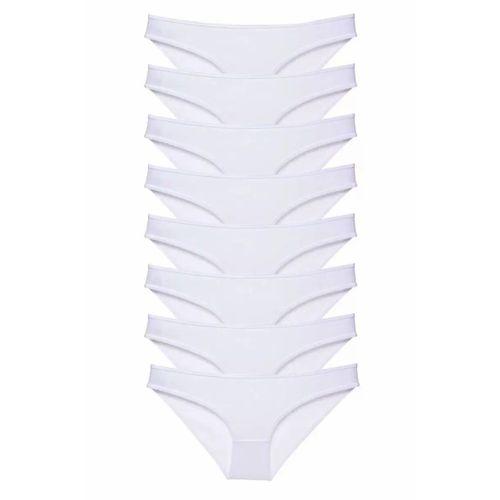 8 adet Süper Eko Set Likralı Kadın Slip Külot Beyaz