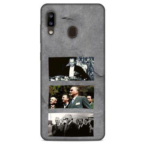 Samsung Galaxy A20 Kılıf Atatürk (12) Koruyucu Silikon Gri