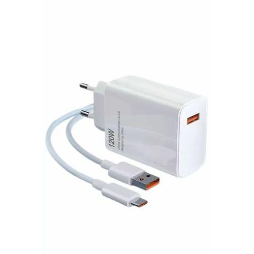 Type C Yüksek Hızlı Şarj Aleti Beyaz 120w Ultra Uzun Ömürlü