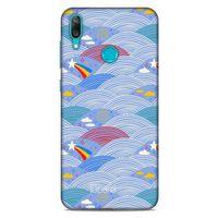 Huawei Y7 Prime 2019 Kılıf Pastel Renkler (2) Kabı Mor Beyaz