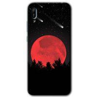 MRCİLETİSİM Huawei Y6 2019 Kılıf HD Desen Baskılı Arka Kapak + Temperli Cam - Kanlı Ay