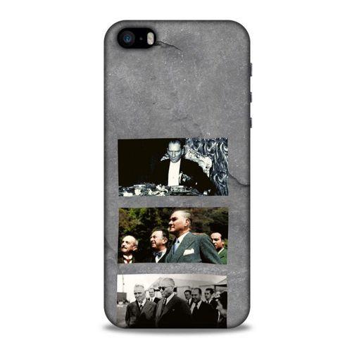 Apple Iphone 5S Kılıf Atatürk (12) Koruyucu Silikon Gri