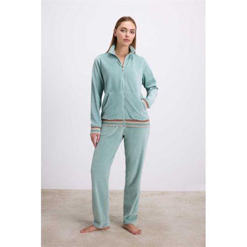 Kadın Kadife Dokulu Uzun Kollu Sweatshirt Ve Pantolon Takımı