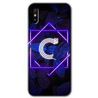 Redmi 9A Kılıf HD Desen Baskılı Arka Kapak - Dark Neon Yaprak C Harfi