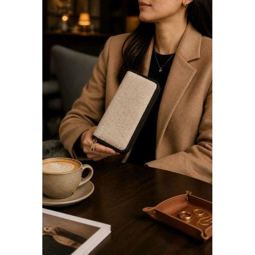 Monalisa Home Antrasit Peluş Tasarım Fermuarlı Cüzdan