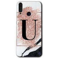 General Mobile GM 10 Kılıf HD Desen Baskılı Arka Kapak - Pembe Mermer Desenli U Harfi