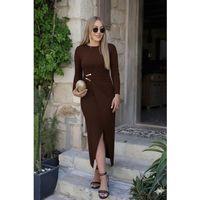 Kadın Uzun Kollu önden çapraz Detaylı Yandan Toka Detaylı Uzun Sandy Elbise