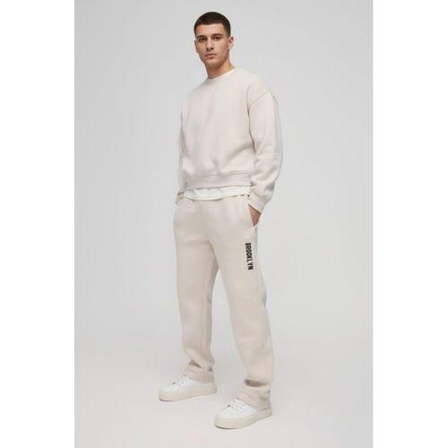 Erkek İçi Polarlı 3 iplik Kalın Brooklyn Baskılı Eşofman Altı SPR25EA70