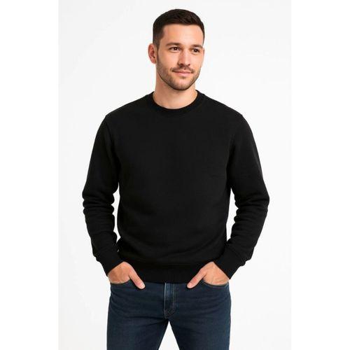 Erkek Üç İplik Düz Bisiklet Yaka SweatShirt - Siyah