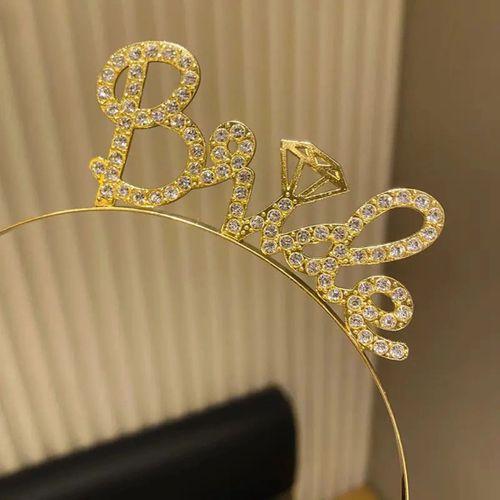 Altın Renkli Taşlı “bride” Gelin Tacı