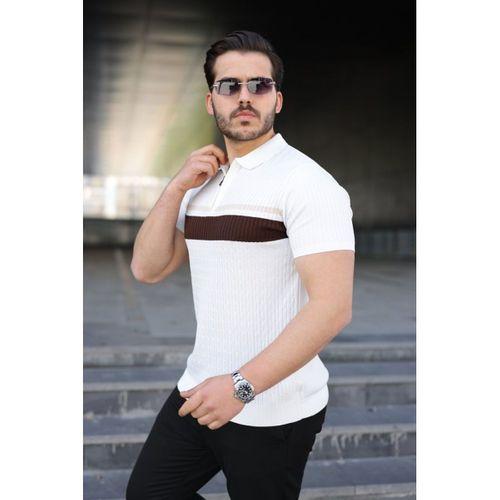 Erkek Örgü Desenli Renkli Kısa Kollu Triko Tişört