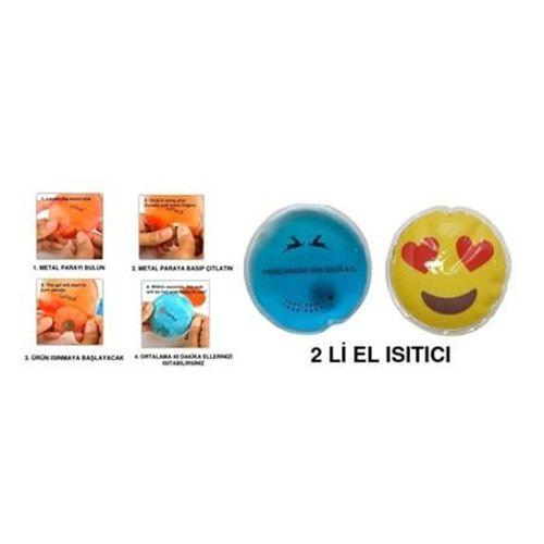Kalp Emoji Mavi Ceylan Cep Sobası,El Isıtıcı,2 Adet Sıcak Su Torbası Pvc  9Cm