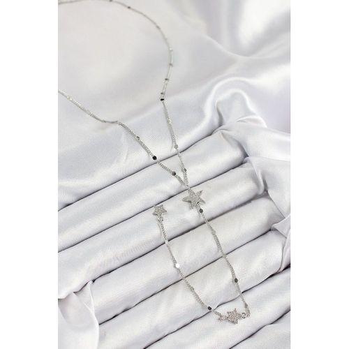 Pirinç Zirkon Taşlı Yıldız Model Gold Renk Y Kolye