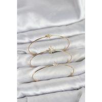 Gold Renk Kutup Yıldızı Model Zirkon Taşlı 3'lü Kadın Bileklik Kombini