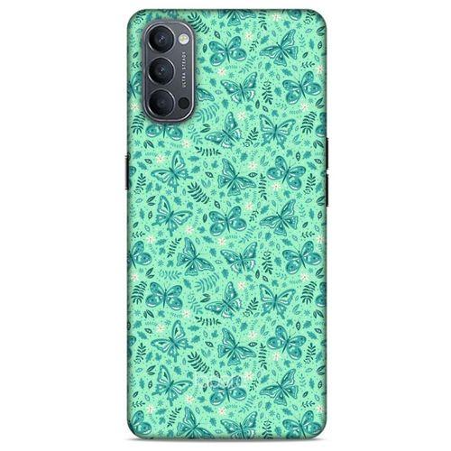 Oppo Reno 4 Kılıf Kelebek Etkisi (7) Telefon Kılıfı Pembe Mavi