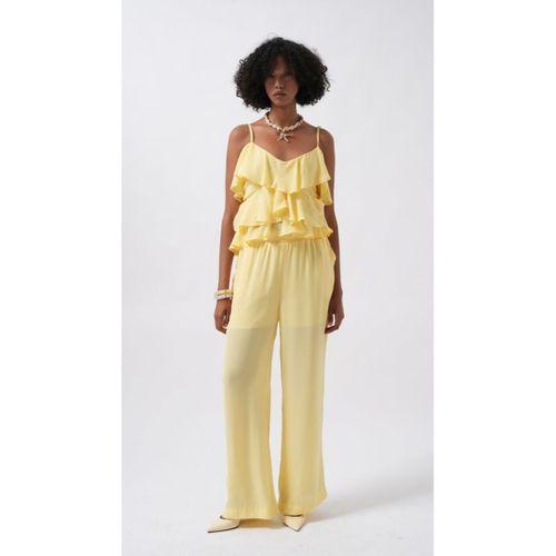 Geniş Paça Astarlı Tül Pantolon