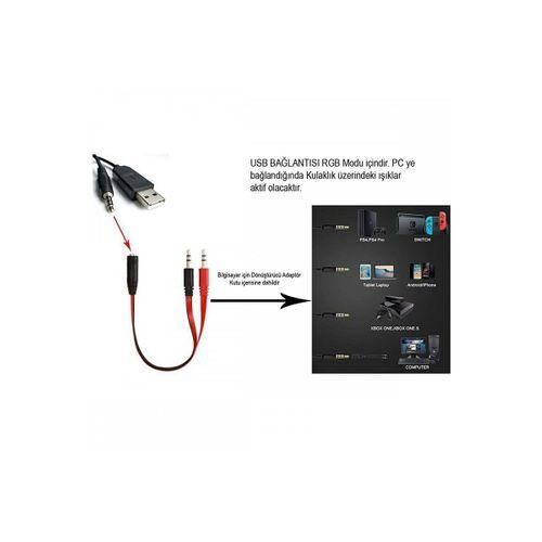 Togo 7.1 A+ RGB Profesyonel Gaming Mikrofonlu Gamer Oyuncu Kulaklığı Pc Ps Xbox Işıklı Rengarenk