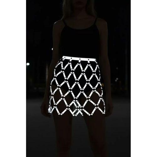 Kare Detaylı Şık Deri Harness Etek - Brf694