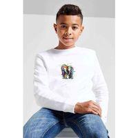 Renkli Filler Illüstrasyon Tuval Baskı Suluboya Baskılı Unisex Çocuk Beyaz Sweatshirt