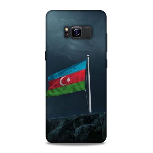 Samsung Galaxy S8 Uyumlu Kılıf Azarbaijan (27) Tasarımlı Kılıf Mavi Beyaz