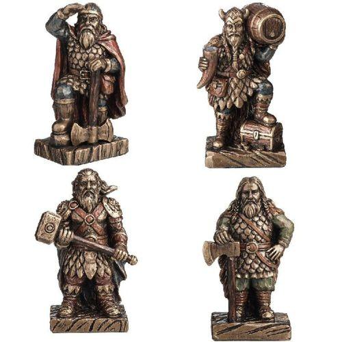 WISE 4’lü Viking Savaşçıları Dekoratif Obje Seti – Poliresin Koleksiyon Figürleri