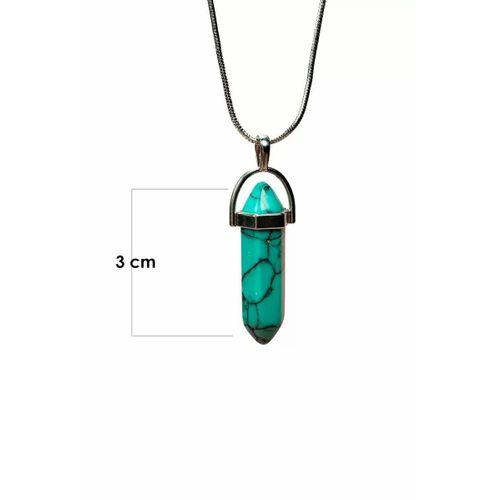 Turkuaz Doğal Taşı Zincirli El Yapımı Kolye Uç: 3 cm Zincir: 20 cm Kutulu