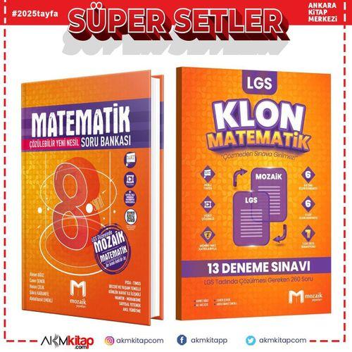Mozaik Yayınları 8. Sınıf Matematik Soru Bankası ve Klon 13 Deneme Seti 2 Kitap