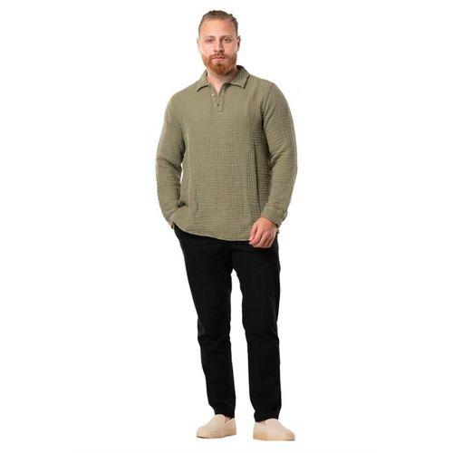 Uzun Kol Double Müslin Erkek Sonbahar ve Kışlık Sweatshirt Haki Hk