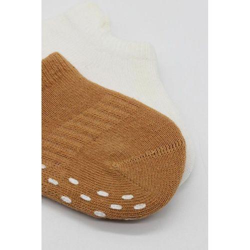 Bistyle 2'Li Sneakers Kaymaz Colours Penye Çorap BS20104 Ekru Hardal