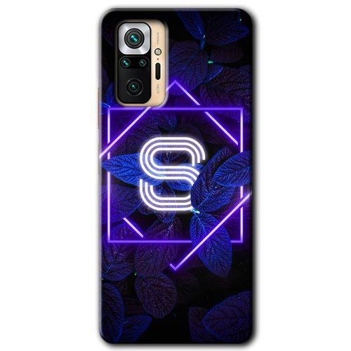 MRCİLETİSİM Xiaomi Redmi Note 10 Pro Kılıf HD Desen Baskılı Arka Kapak + Temperli Cam - Dark Neon Yaprak S Harfi