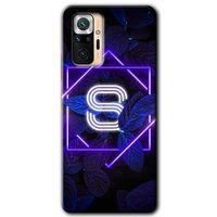 MRCİLETİSİM Xiaomi Redmi Note 10 Pro Kılıf HD Desen Baskılı Arka Kapak + Temperli Cam - Dark Neon Yaprak S Harfi