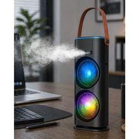 Çift Başlıklı Taşınabilir Fan Rgb Işıklı Sprey Nemlendiricili Masaüstü Serinletici Fan