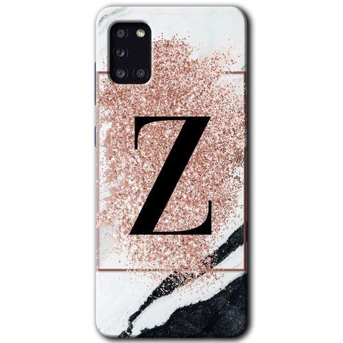 Potkal Hediye Fabrikası Samsung Galaxy A31 Kılıf HD Desen Baskılı Arka Kapak - Pembe Mermer Desenli Z Harfi