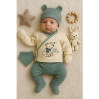 Waffle Natural % 100 Pamuk 5'li Erkek Bebek Hastane Çıkış Seti