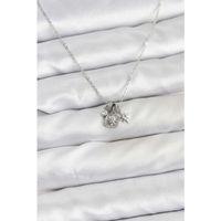 Pirinç Gümüş Renk Minimal Charmlı Kadın Kolye