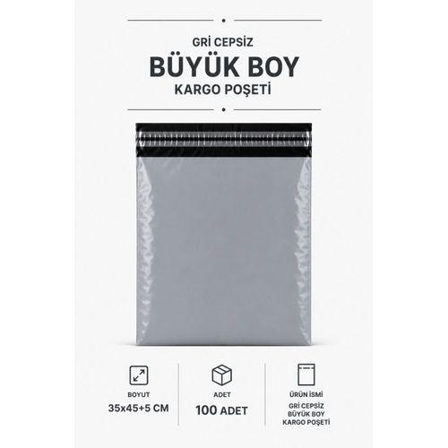 Gri Cepsiz Büyük Boy Kargo Poşeti 35x45+5 Cm 100 Adet