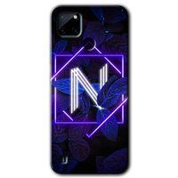 Realme C21 Kılıf Baskılı Arka Kapak - Dark Neon Yaprak N Harfi +Tam Ekran Koruyucu