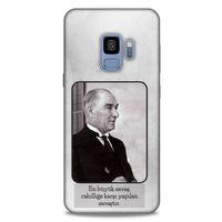 Samsung Galaxy S9 Kılıf Atatürk (1) Kılıfı Açık Gri