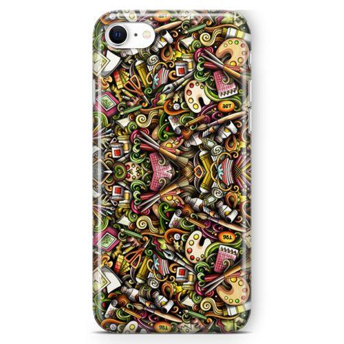Apple iPhone SE 2020 Kılıf Ressam Doodle Arka Kapak Koruma Desenli Full Koruyucu
